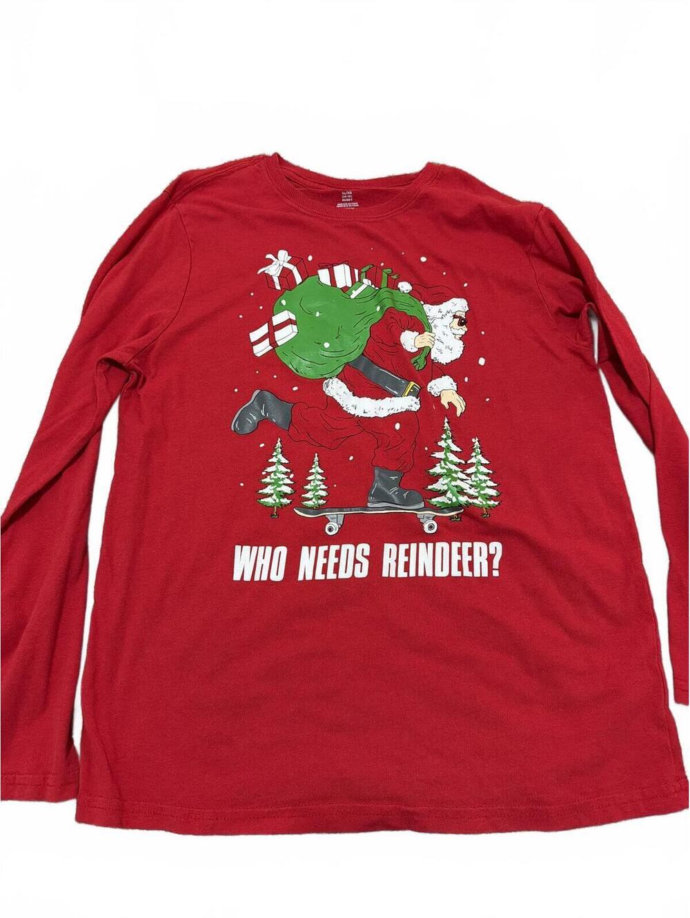 Holiday Time Boys Red XL Husky Long Sleeve Christmas Shirt